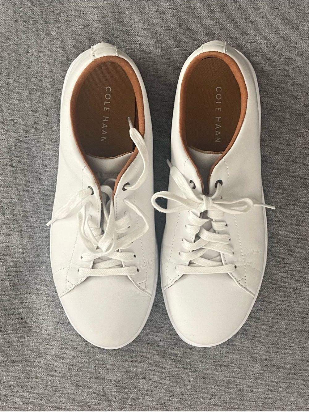 Cole Haan White Leather Low-Top Lace-Up Sneakers